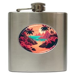 Tropical Beach Sea Jungle Ocean Landscape Hip Flask (6 oz)