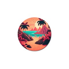 Tropical Beach Sea Jungle Ocean Landscape Golf Ball Marker