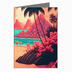 Tropical Beach Sea Jungle Ocean Landscape Greeting Cards (pkg Of 8)