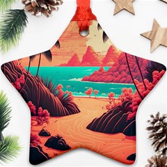 Tropical Beach Sea Jungle Ocean Landscape Star Ornament (two Sides)