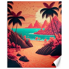 Tropical Beach Sea Jungle Ocean Landscape Canvas 16  x 20 