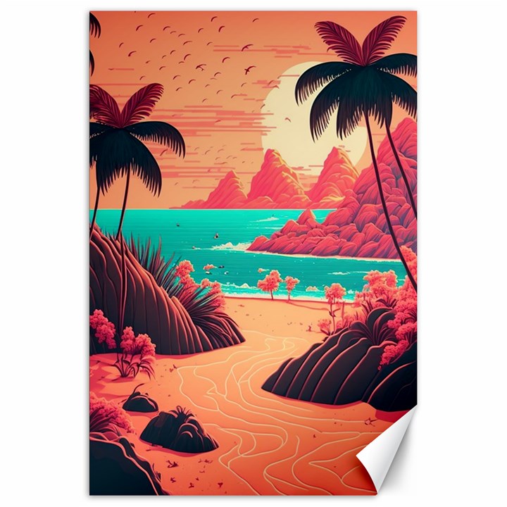 Tropical Beach Sea Jungle Ocean Landscape Canvas 20  x 30 