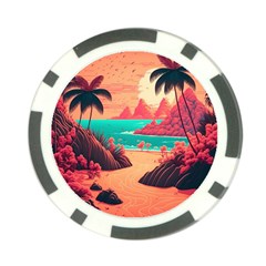 Tropical Beach Sea Jungle Ocean Landscape Poker Chip Card Guard