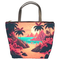 Tropical Beach Sea Jungle Ocean Landscape Bucket Bag