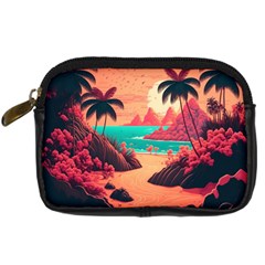 Tropical Beach Sea Jungle Ocean Landscape Digital Camera Leather Case by Pakemis