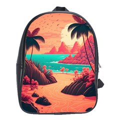 Tropical Beach Sea Jungle Ocean Landscape School Bag (Large)