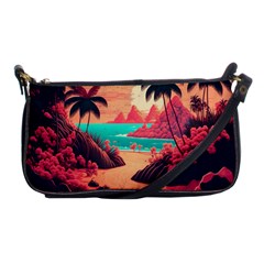 Tropical Beach Sea Jungle Ocean Landscape Shoulder Clutch Bag