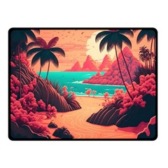 Tropical Beach Sea Jungle Ocean Landscape One Side Fleece Blanket (small) by Pakemis