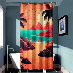 Tropical Beach Sea Jungle Ocean Landscape Shower Curtain 36  X 72  (stall)  by Pakemis