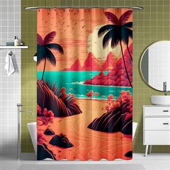 Tropical Beach Sea Jungle Ocean Landscape Shower Curtain 48  x 72  (Small) 