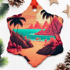 Tropical Beach Sea Jungle Ocean Landscape Ornament (snowflake)