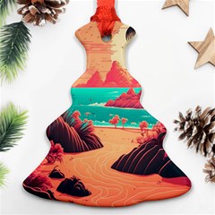 Tropical Beach Sea Jungle Ocean Landscape Christmas Tree Ornament (two Sides)