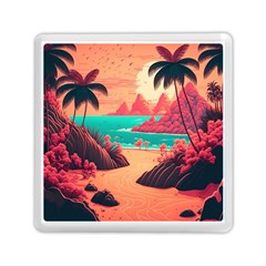 Tropical Beach Sea Jungle Ocean Landscape Memory Card Reader (Square)