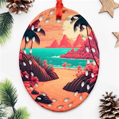 Tropical Beach Sea Jungle Ocean Landscape Ornament (oval Filigree)