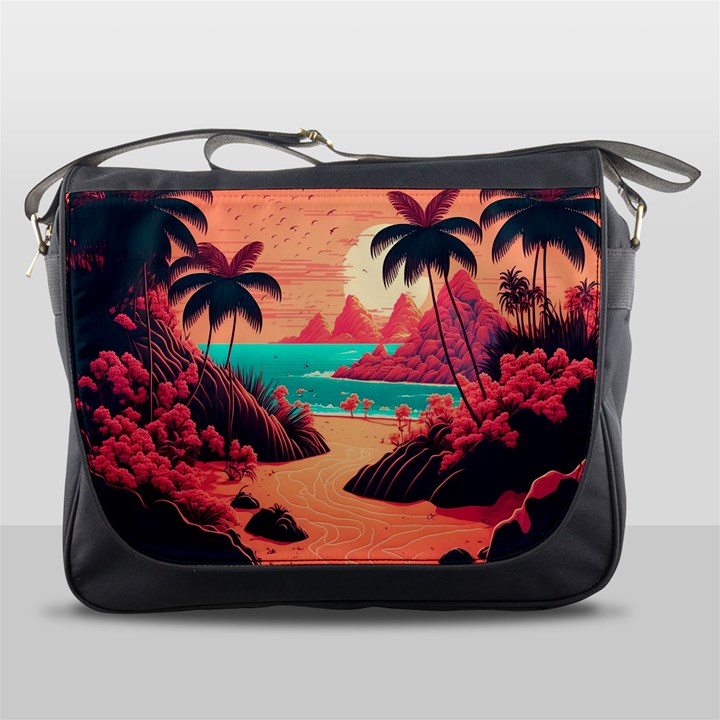 Tropical Beach Sea Jungle Ocean Landscape Messenger Bag