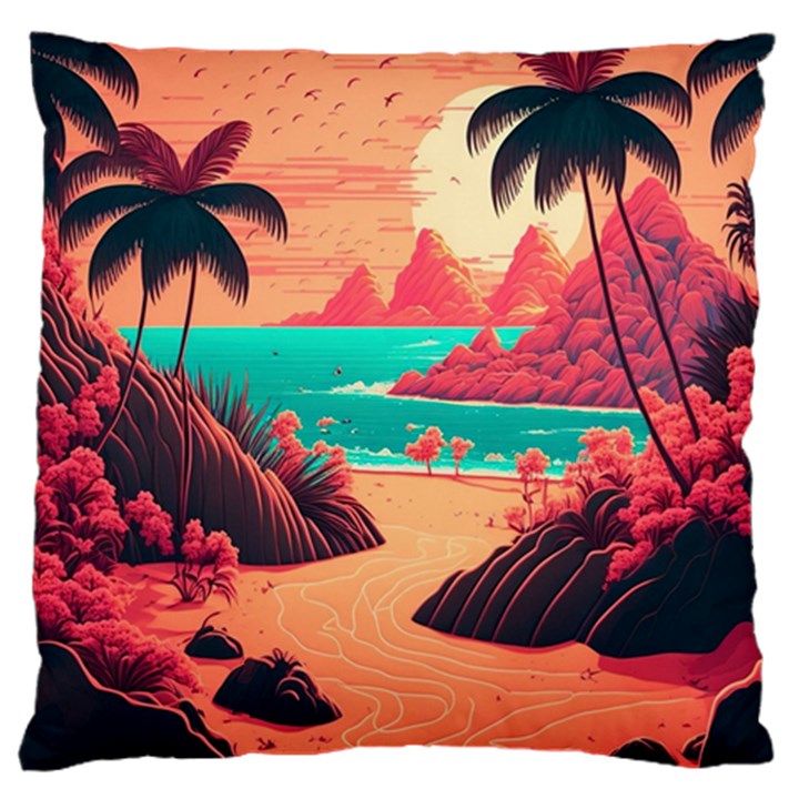 Tropical Beach Sea Jungle Ocean Landscape Large Cushion Case (One Side)