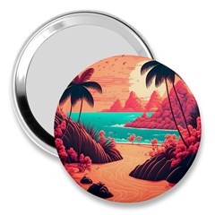 Tropical Beach Sea Jungle Ocean Landscape 3  Handbag Mirrors