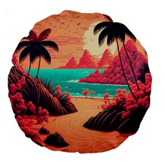 Tropical Beach Sea Jungle Ocean Landscape Large 18  Premium Round Cushions