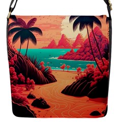 Tropical Beach Sea Jungle Ocean Landscape Flap Closure Messenger Bag (S)