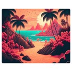 Tropical Beach Sea Jungle Ocean Landscape Premium Plush Fleece Blanket (Medium) 60 x50  Blanket Back