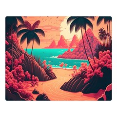 Tropical Beach Sea Jungle Ocean Landscape Premium Plush Fleece Blanket (large) by Pakemis