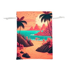 Tropical Beach Sea Jungle Ocean Landscape Lightweight Drawstring Pouch (S)