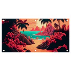 Tropical Beach Sea Jungle Ocean Landscape Banner and Sign 4  x 2 