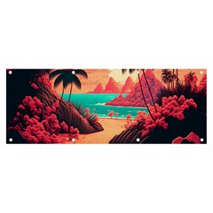 Tropical Beach Sea Jungle Ocean Landscape Banner and Sign 8  x 3 