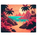 Tropical Beach Sea Jungle Ocean Landscape One Side Premium Plush Fleece Blanket (Medium) 60 x50  Blanket Front