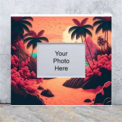 Tropical Beach Sea Jungle Ocean Landscape White Wall Photo Frame 5  X 7  by Pakemis