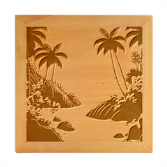 Tropical Beach Sea Jungle Ocean Landscape Wood Photo Frame Cube by Pakemis