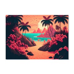 Tropical Beach Sea Jungle Ocean Landscape Crystal Sticker (A4)