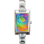 Contemporary Fluid Art Pattern In Bright Colors Rectangle Italian Charm Watch Front