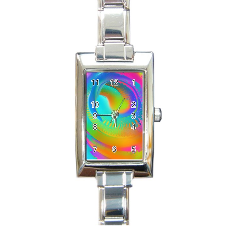 Contemporary Fluid Art Pattern In Bright Colors Rectangle Italian Charm Watch