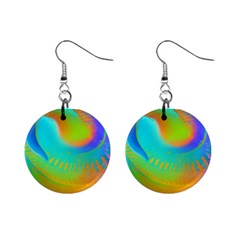 Contemporary Fluid Art Pattern In Bright Colors Mini Button Earrings by GardenOfOphir