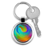 Contemporary Fluid Art Pattern In Bright Colors Key Chain (Round) Front