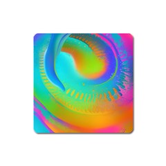 Contemporary Fluid Art Pattern In Bright Colors Square Magnet by GardenOfOphir