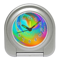 Contemporary Fluid Art Pattern In Bright Colors Travel Alarm Clock by GardenOfOphir