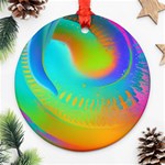 Contemporary Fluid Art Pattern In Bright Colors Round Ornament (Two Sides) Front