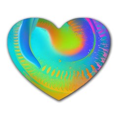 Contemporary Fluid Art Pattern In Bright Colors Heart Mousepad by GardenOfOphir