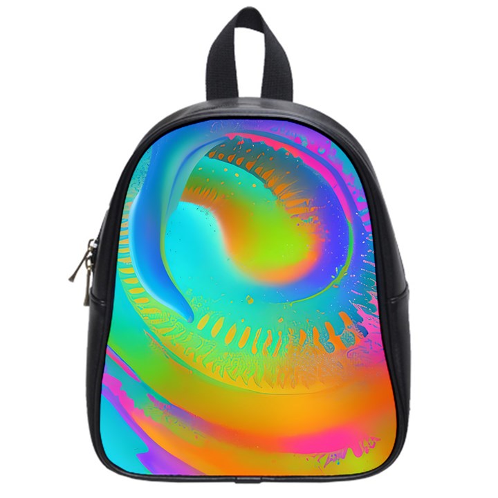 Contemporary Fluid Art Pattern In Bright Colors School Bag (Small)