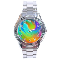 Contemporary Fluid Art Pattern In Bright Colors Stainless Steel Analogue Watch by GardenOfOphir