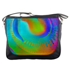 Contemporary Fluid Art Pattern In Bright Colors Messenger Bag by GardenOfOphir