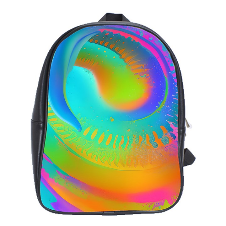 Contemporary Fluid Art Pattern In Bright Colors School Bag (XL)