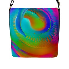 Contemporary Fluid Art Pattern In Bright Colors Flap Closure Messenger Bag (l) by GardenOfOphir