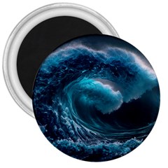 Tsunami Waves Ocean Sea Water Rough Seas 3 3  Magnets by Pakemis