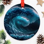 Tsunami Waves Ocean Sea Water Rough Seas 3 Ornament (Round) Front