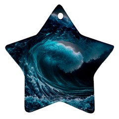 Tsunami Waves Ocean Sea Water Rough Seas 3 Ornament (star) by Pakemis