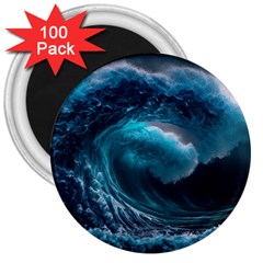 Tsunami Waves Ocean Sea Water Rough Seas 3 3  Magnets (100 Pack) by Pakemis