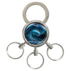 Tsunami Waves Ocean Sea Water Rough Seas 3 3-ring Key Chain by Pakemis